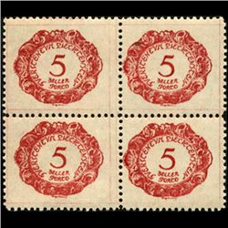 1920 Liechtenstein 5h Postage Due 4 Block Error (STM-0452)