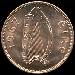 1967 Ireland 1/2p MS65+ ERROR (COI-10171)