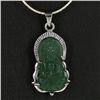 20twc Green Jade Buddha White Gold Vermeil Pendant (JEW-3598)