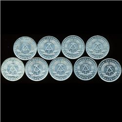 1960-89 E. Germany 1pf XF/Unc 9 pcs (COI-9965)