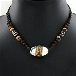 Tibet Shell Agate Bead Nickel Necklace (JEW-3272)