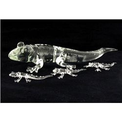 Handcrafted Glass Gecko Mom & Kids (DEC-384)