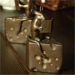 Mouse On Cheese Bookends