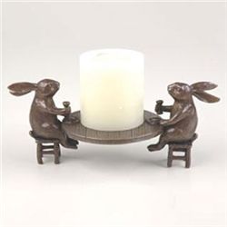 Dining Rabbits Pillar Candle Holder