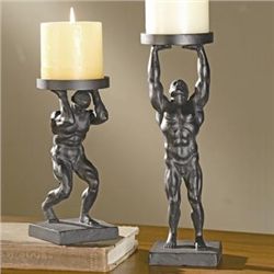 Working Man Pillar Candle Holders