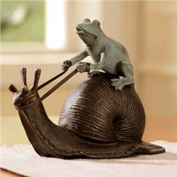 Snail Riding Frog Sculpture