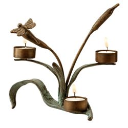 Cattails W/ Dragonfly Votive Holder