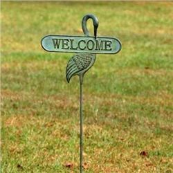 Welcome Crane Garden Stake