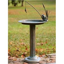 Fishing Frog Sundial Birdbath