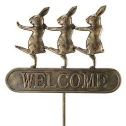 Rabbit Parade Welcome Garden Stake