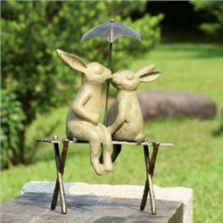 Bunny Lovers On Bench