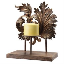 Scroll & Leaf Pillar Candle Holder