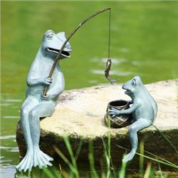 Fishing Frogs Garden Sculptures