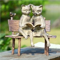 Reading Cats On Garden Sculpture