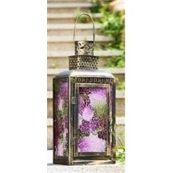 Pink Glass Lantern Candle Holder