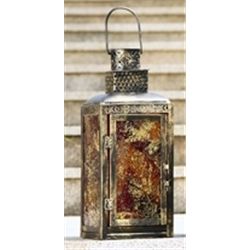 Amber Glass Lantern Candle Holder