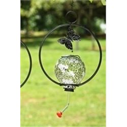 Green Glass Hummingbird Feeder