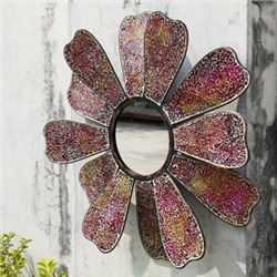 Amber Mosaic Glass Flower Mirror