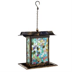 Blue Mosaic Glass Birdfeeder