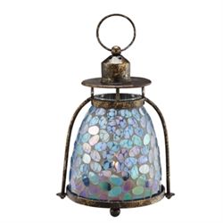 Blue & Green Mosaic Glass Lantern / Candle Holder