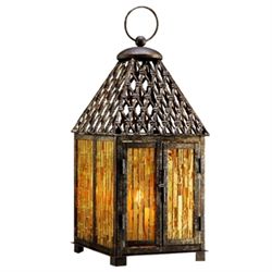 Amber Mosaic Glass Lantern / Candle Holder