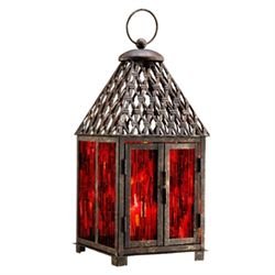 Red Mosaic Glass Lantern / Candle Holder