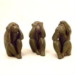 Wise Monkey Sculptures - Set Of 3