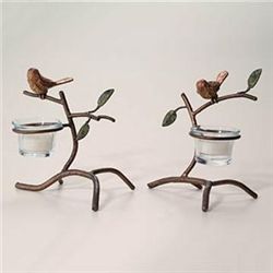 Pair Sparrow Votive Holders