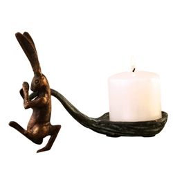 Bunny Pulling Leaf Candleholder