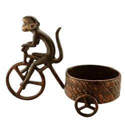 Bicycle Monkey Pillar Candle Holder