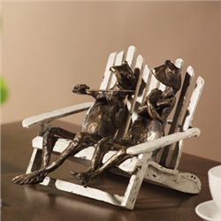 Frog Pair On Beach Chair Sculpture