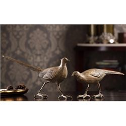 Cast Iron Bird Sculptures - Pair