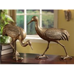 Cast Iron Crane Sculptures - Pair