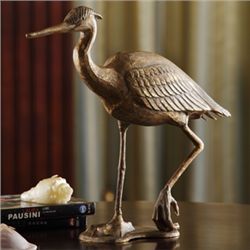 Cast Iron Egret Sculpture