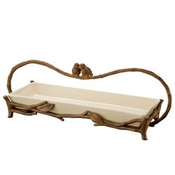 Love Bird Handled Tray In Cream