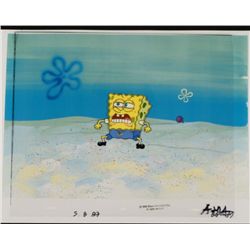 Original SpongeBob Animation Cel & Background Sneeze
