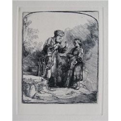Rembrandt ABRAHAM & ISAAC Etching
