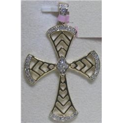 All Diamonds 14K Yellow Gold Cross Pendant
