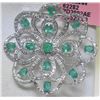 Image 1 : Emerald and 1.01 CT Diamonds 14K White Gold Pendant