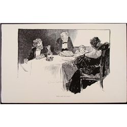 Charles Gibson Orig Book Print 1896 Angel at the Table