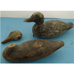 Pair of Early Wooden Decoys Bluebill & Pintail