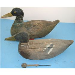 A pair of unusual Wooden Mallard Decoys