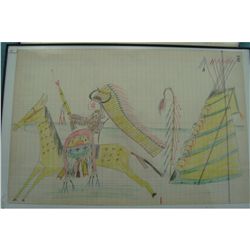 Pair of Native American Ledger Sketching