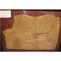 Native American Framed Winter Count Hide Painting