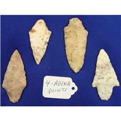 4 Adena Arrowheads