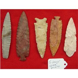 5 Large Stone Spear Points