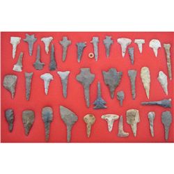 Display of 37 Indian Stone Drill Points