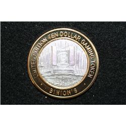 Binion's Gambling Hall & Hotel, Limited Edition Two-Tone $10 Gaming Token .999 Fine