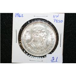 1962 Mexico Un Peso Foreign Coin