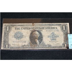 1923 US Silver Certificate $1, Blue Seal, #X65640308D, Missing Piece on RT, AG3